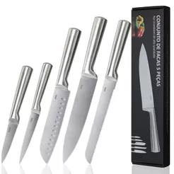LUMAI Jogo de Facas de Cozinha Grandes Zurich Aço Inox - Tratamento Térmico da Lamina Dureza 52 HRC