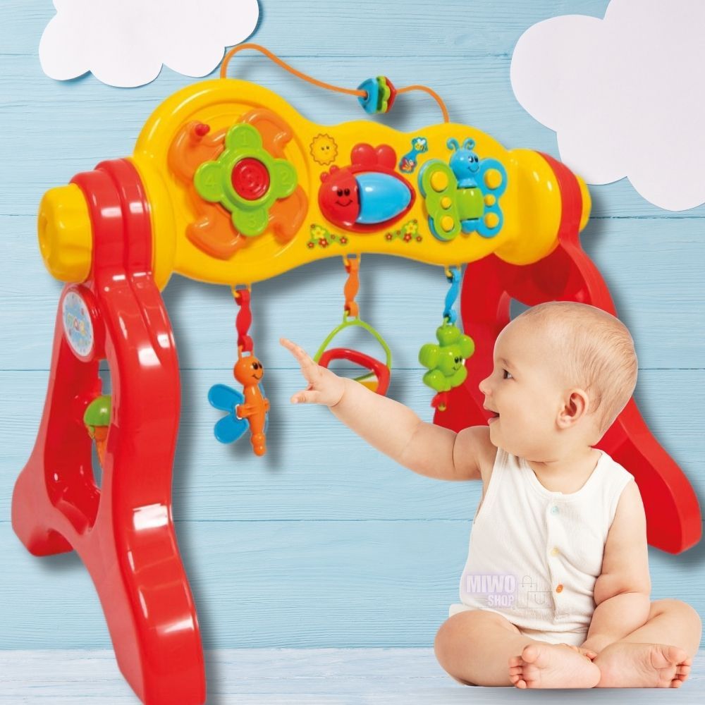 Mesa e Centro de Atividades Infantil 3 em 1 Brinquedo Educativo Musical Didático Interativo com Som Suporte Play Gym