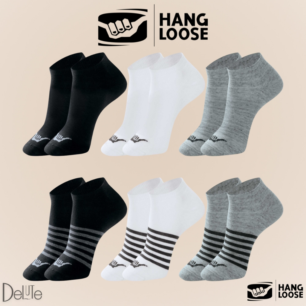 Kit com 6 Pares de Meias Esportiva Listrada Modelo Sapatilha Hang Loose Calcanhar Verdadeiro Básica - Men Clothes