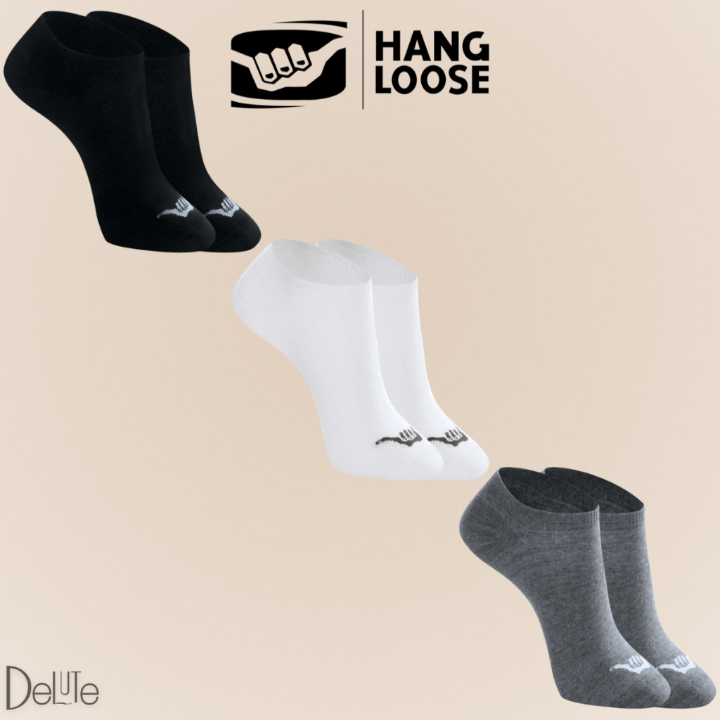Kit com 3 Pares de Meias Esportiva Lisa Modelo Invisível Hang Loose Calcanhar Verdadeiro Básica - Men Clothes