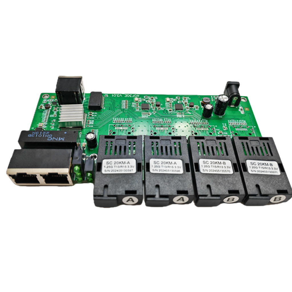 Switch Placa Gigabit 4 Fibra Sc A/b E 3 Rj45 C Fonte