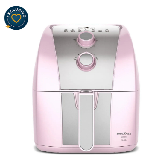 Air Fryer Rosa Britânia 5,5L Sem Óleo 220V