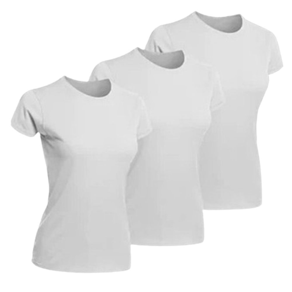 Kit 3 Camisetas Femininas Lisas 100% Poliéster Sublimação Silk Personalização em Oferta na Shopee