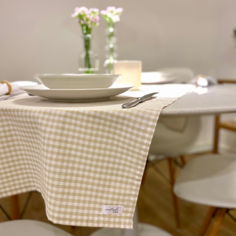 Trilho De Mesa Xadrez Vichy Farmhouse | Caminho De Mesa Xadrez Vichy Farmhouse | Trilho De Mesa Minimalista Xadrez