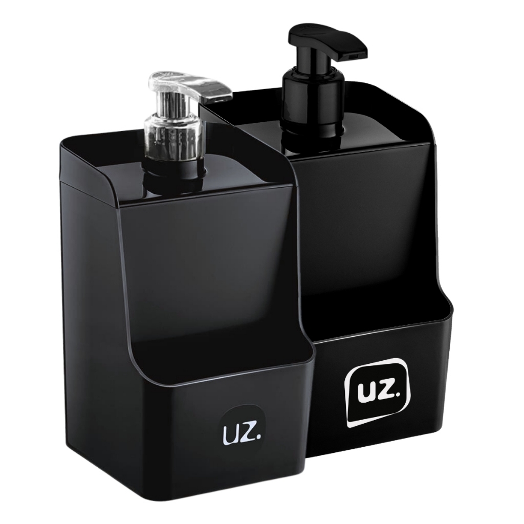 Porta Detergente Dispenser Porta Esponja Bucha Com Bico Dosador 500ml UZ - Preto em Oferta na Shopee