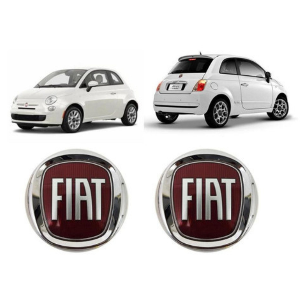Kit Emblema Grade Dianteira Porta Mala Fiat 500 Vermelho em Oferta na Shopee