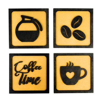 Quadros Decorativos Cantinho Do Café Cozinha 3d Kit Com 4 Quadros Cozinha