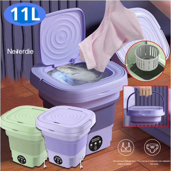 Mini máquina de lavar roupa 11L dobrável portátil moderna máquina de lavar automática roupa interior de viagem