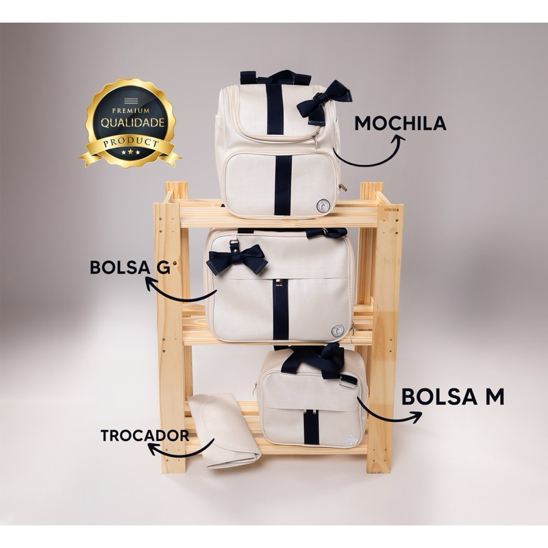 kit maternidade bolsa de bebê luxo 4 peças