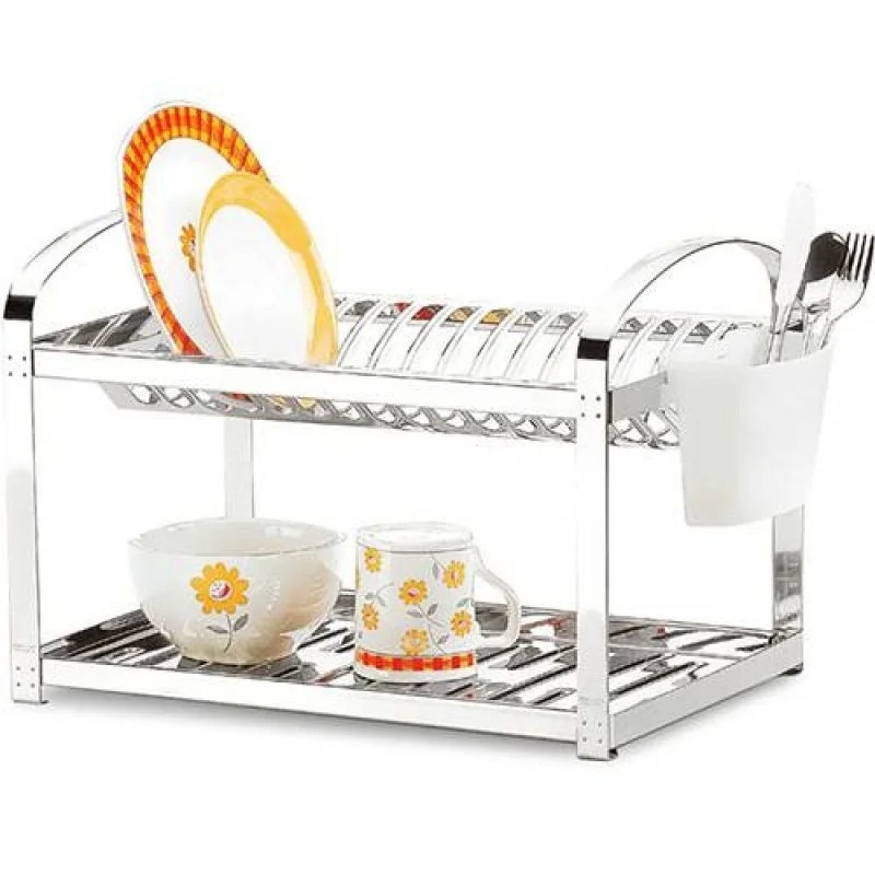 Escorredor 16 Pratos com Escorredor de Talheres Plástico Suprema, 50,5 x 27 x 28,5 cm, Aço Inox, Brinox