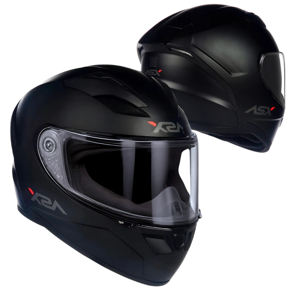 Capacete fechado Moto Motociclista motoqueiro Asx City Solid Unissex preto fosco e preto brilhante