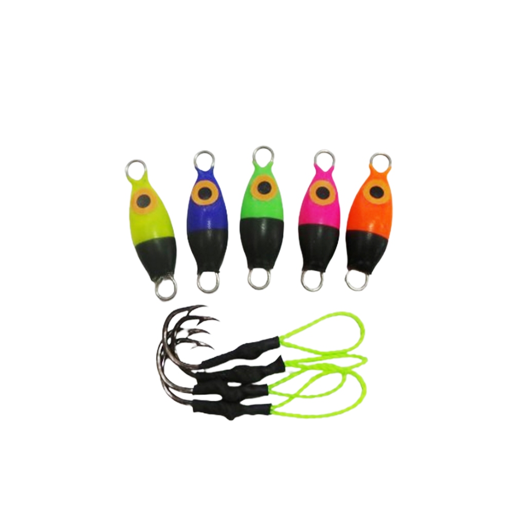 Kit Micro Jig Slow Baby 7 G c/ suporte hook Ultra Light - 5 unidades Robalo-Corvina-Tucunaré