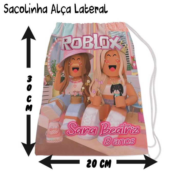Kit Mochilinha Sacolinha Mochila Saco Sacochila Saquinho Lembrancinha Brinde Aniversario Personalizadas Roblox Rosa
