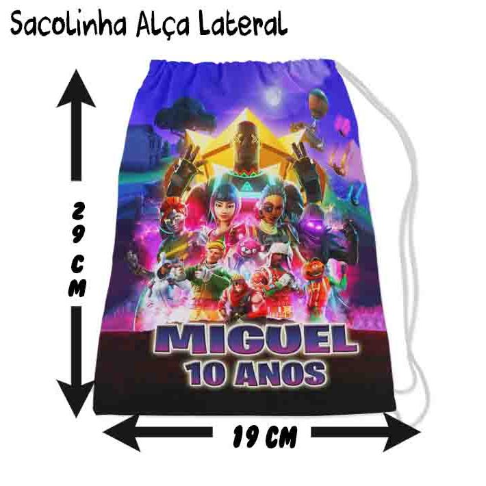 Kit Mochilinha Sacolinha Mochila Saco Sacochila Saquinho Lembrancinha Brinde Aniversario Personalizadas FORTNITE
