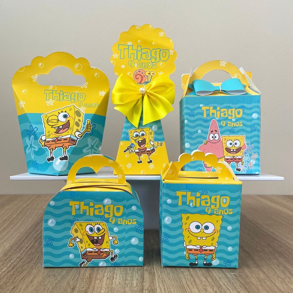 KIT FESTA BOB ESPONJA PERSONALIZADO (PEGUE E MONTE) -LEMBRANCINHA, FESTA INFANTIL, CAIXINHAS, CAIXAS
