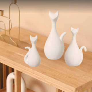 Enfeite Família Gato Trio Estatuetas gatinhos em Cerâmica  para Decoração de sala Rack Estante em Oferta na Shopee