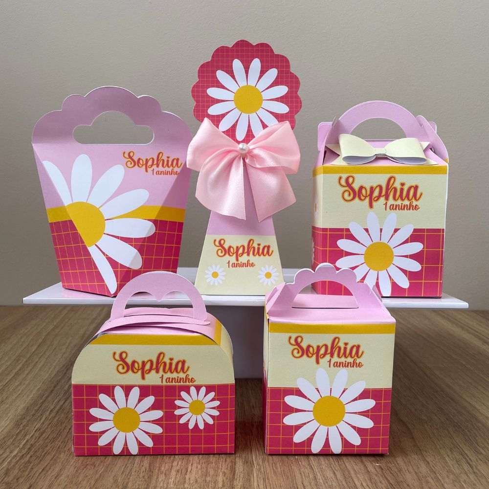 MARGARIDAS KIT PERSONALIZADO PEGUE E MONTE  -  CAIXINHAS, LEMBRANCINHAS, PERSONALIZADOS, ANIVERSÁRIO