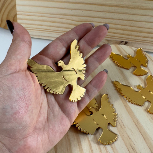 Kit 10 Apliques Acrílico Espelhado Dourado Lembrancinha Artesanato Festa Decoração Personalizado