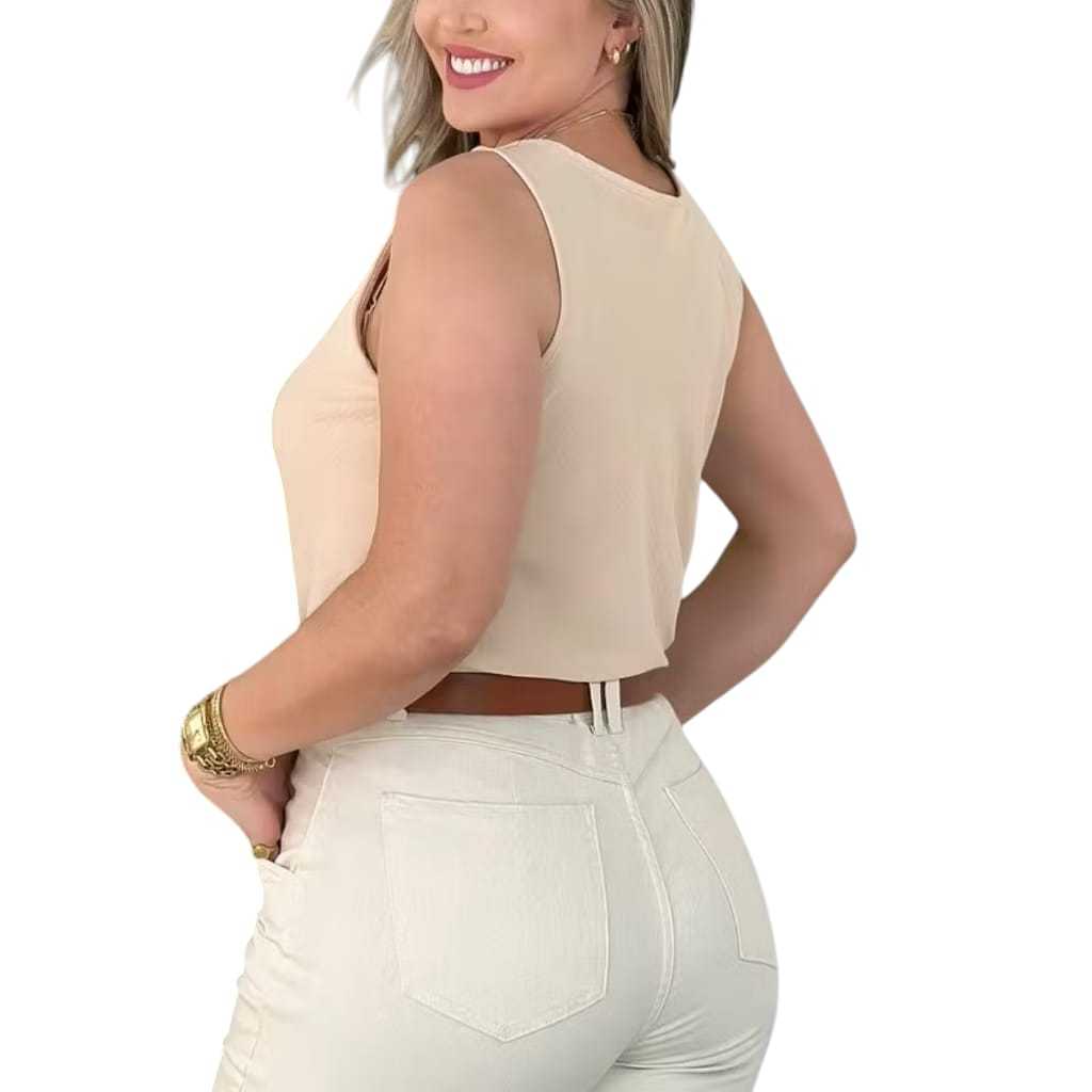 Blusa Regata Feminina Alça Larga Grossa Duna Tendência Regata Lisa Básica Elegante Moda Tendência