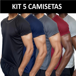Kit 5 Camisetas Dry Fit Masculina Treino Academia Esportes Exercícios Corrida Cores Sortidas em Oferta na Shopee