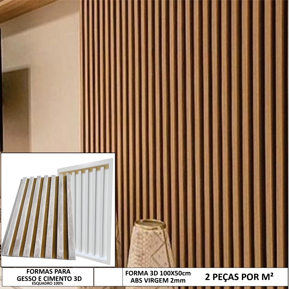 Forma 3d Molde Ripado Gigante 100x50cm ABS 2mm Forma Para gesso/Cimento 3d IN517
