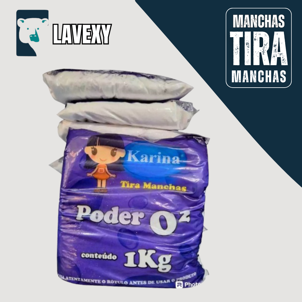 Tira-manchas em pó com percarbonato de sódio para roupas brancas e coloridas pacote 01kg.