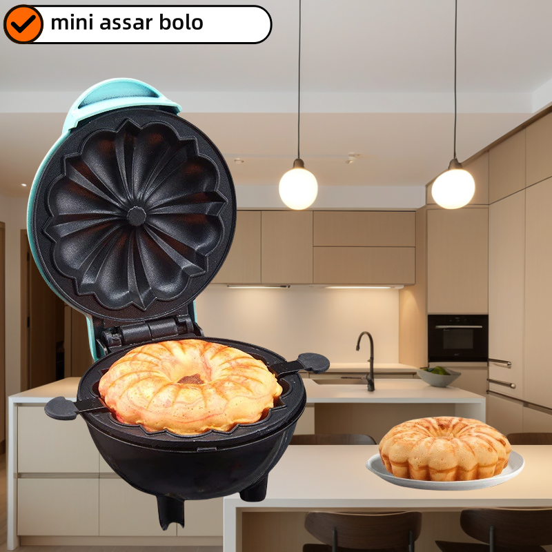 Imagem Mini elétrica antiaderente máquina de cozimento de bolo quiche/forno/máquina de ovo mini ferro 110v