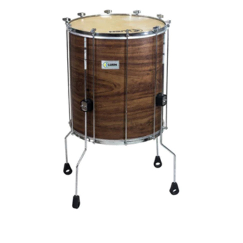 Surdo 60X18 Imbuia Pele Animal Preto Serie GUETTO 8 AFIN C/pés Aro Bola Cromado