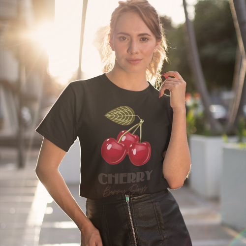 Blusa Feminina Cereja Cherry 100% Algodão Premium T-Shirt Moda Gringa Cherry Blusinha