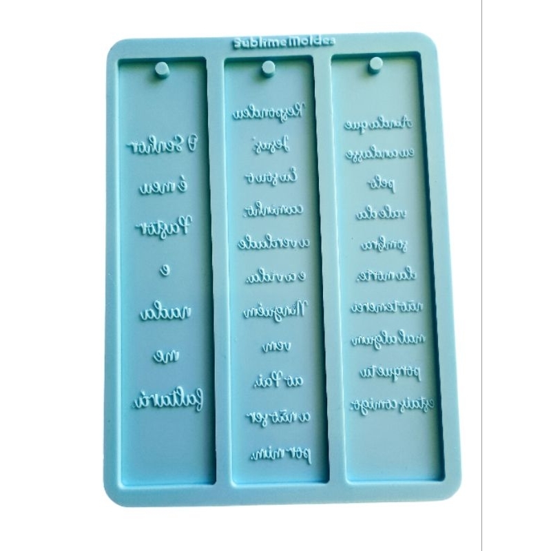 Molde de silicone para resina Marca páginas Dizeres 3 cavidades