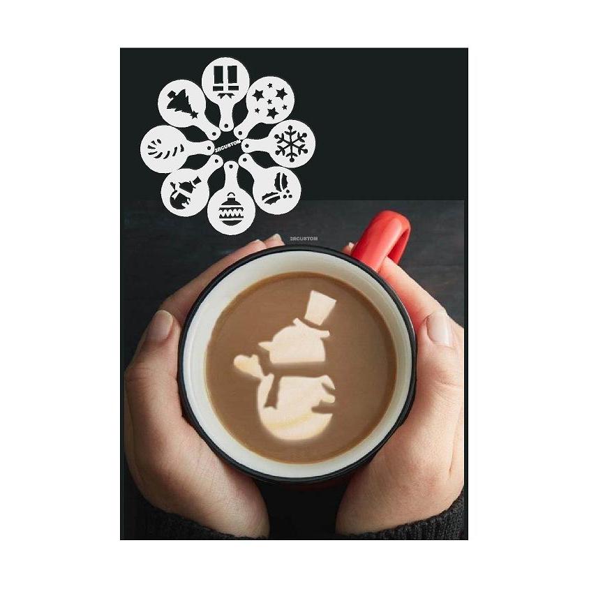 Kit 8 Stencils Natalino Moldes Natal Decorar Café Biscoito
