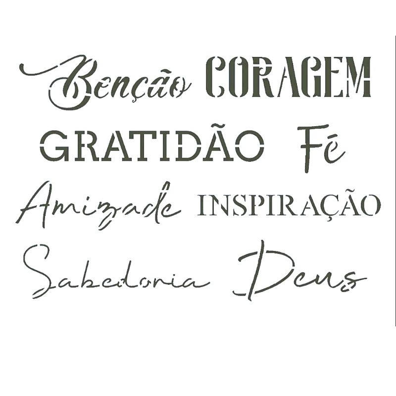 Stencil palavras positivas molde estêncil fé gratidão