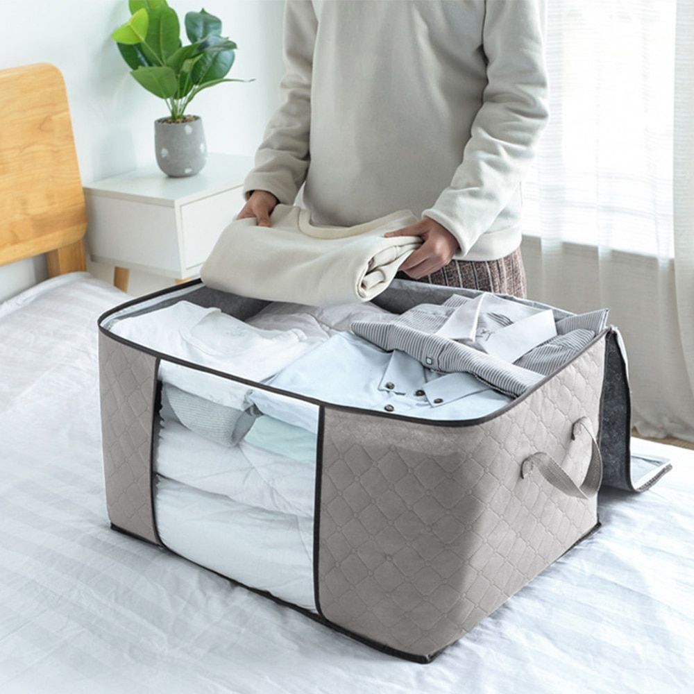 Caixa Organizador Roupas Cobertor Casaco Cesto Saco Guarda Roupa Closet Armario Anti Poeira Umidade