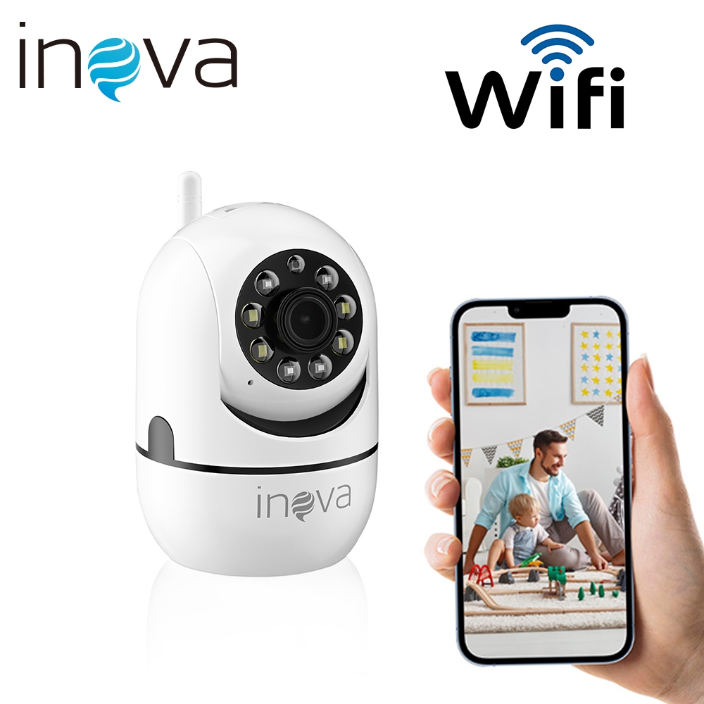 INOVA Kit Wifi Babá Eletrônica Câmera de segurança Sem Fio Visão Noturna 1080P 360° com Câ...
