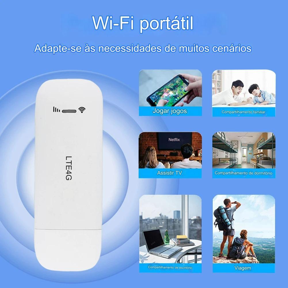 Mini Modem USB 4G com Wi-Fi Roteador Wireless W-Fi Compacto Portatil Versatil Desbloqueado Universal Router LTE Dongle