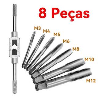 Jogo De Tarraxas Macho Para Abrir Roscas C/ 8 Peças M3 A M12 Resistente