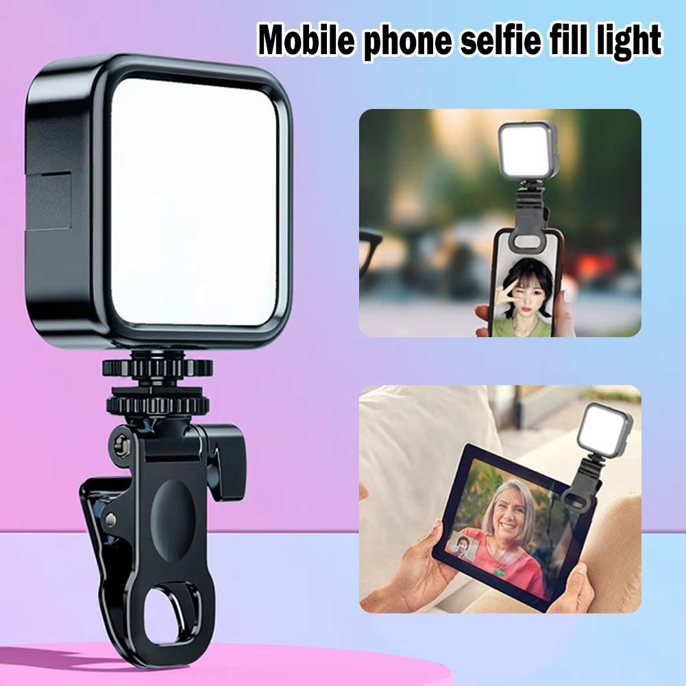Luz De Preenchimento LED Para Telefone Celular Portátil Ajustável Lâmpada De Vídeo Recarregável Clip Reunião Selfie