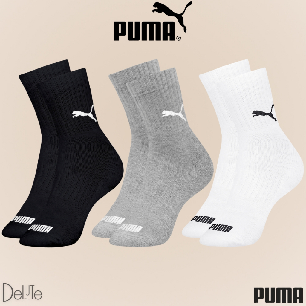 Kit com 3 Pares de Meias Puma Modelo Cano Médio Lisa Básica Esportiva Calcanhar Verdadeiro...