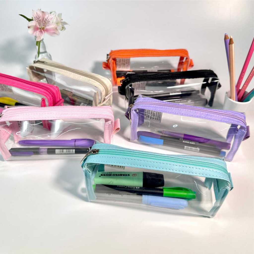 Estojo Transparente Escolar Necessaire Transparente Organizador Estojo Transparente Plástico