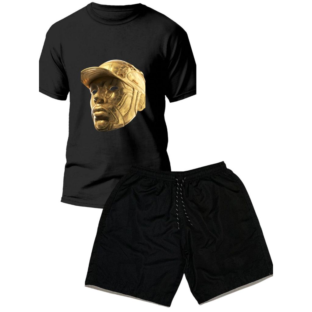 Kit Camiseta Masculina Estampada Sneaker Heads Mais Bermuda Mauricinho Tactel Elastano