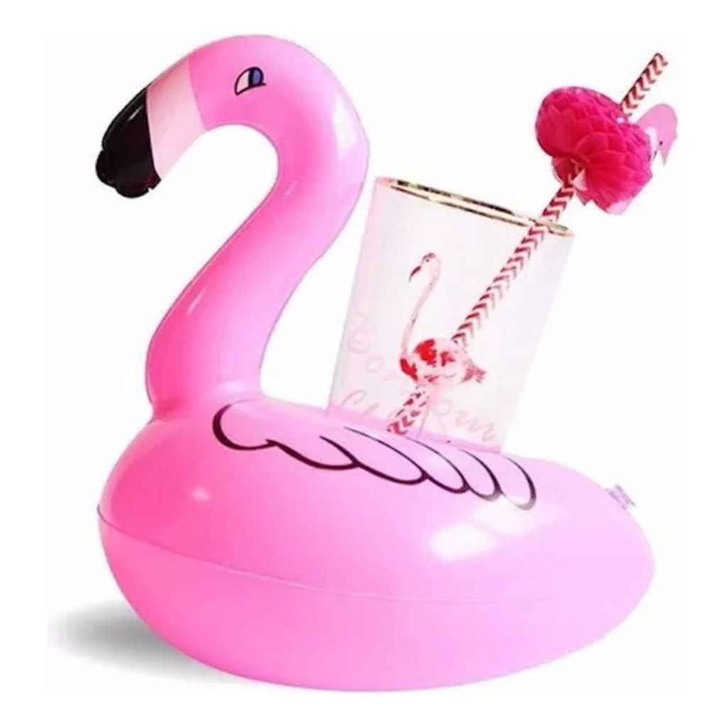 KIT 4 Boia Porta Copo Flamingo Flutuador P/ Praia Piscina