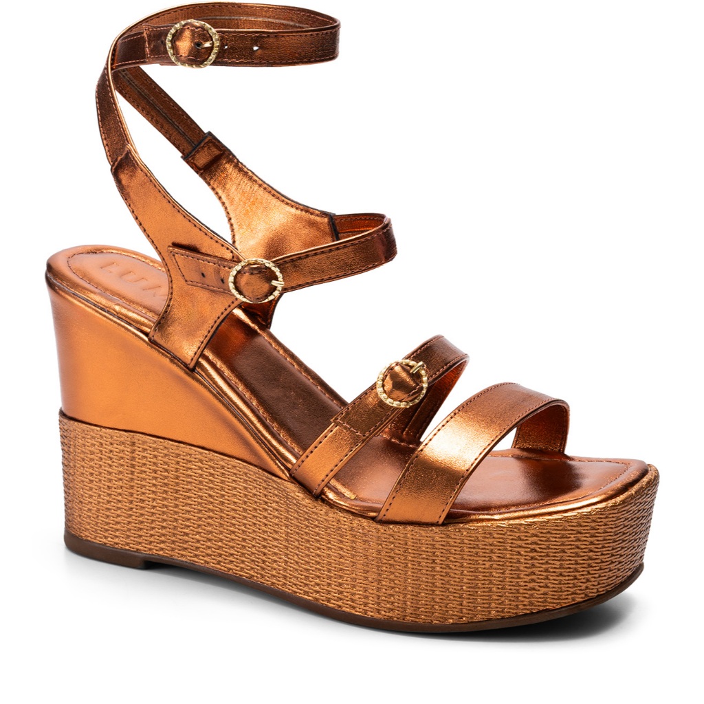 Sandália Feminina Lumiss Anabela Plataforma Alta Confortável Juta Fivelas - Women Shoes