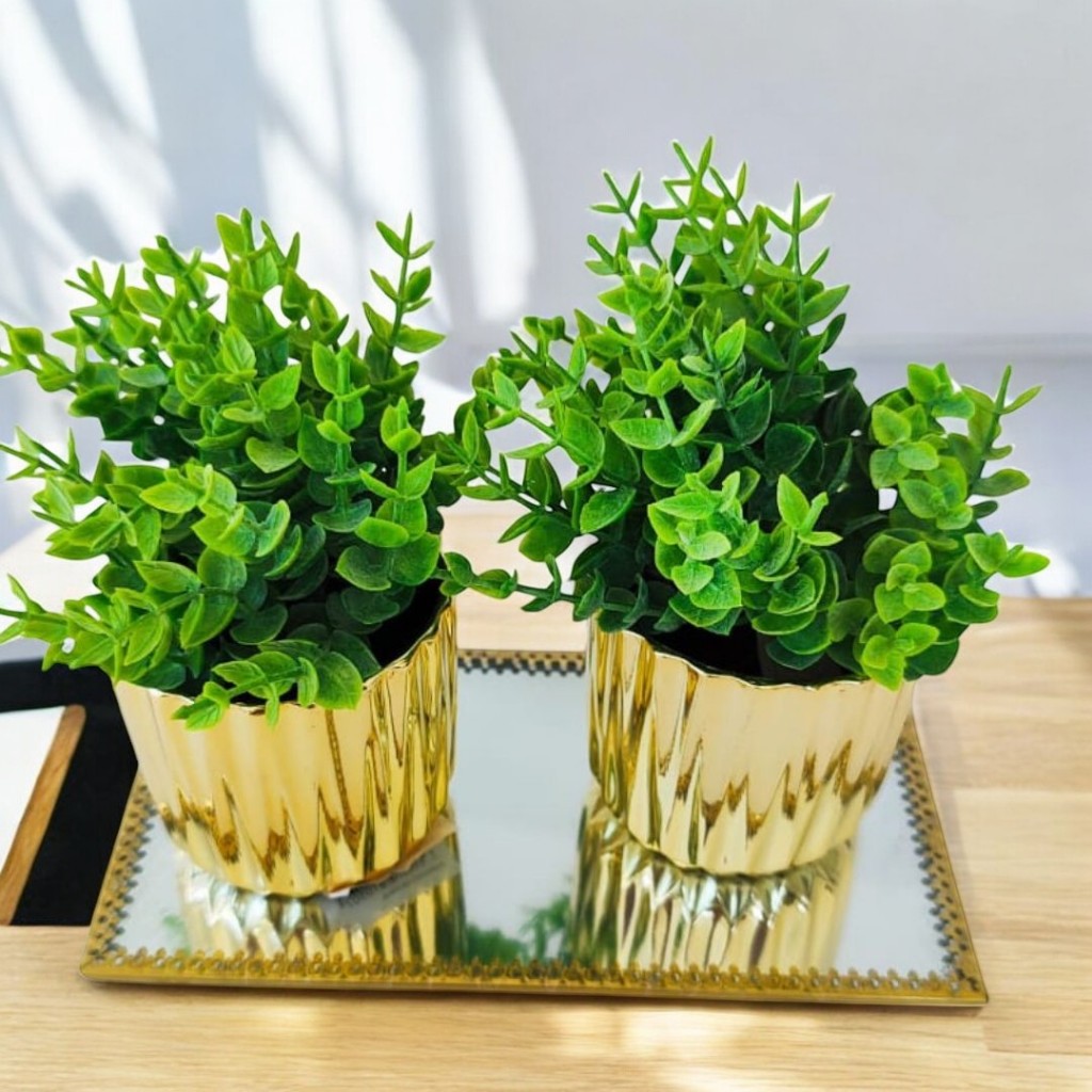 Kit 2 Vaso Cachepot Decoração Rose Porcelana Redondo Com Planta Enfeite de mesa para Sala Quarto