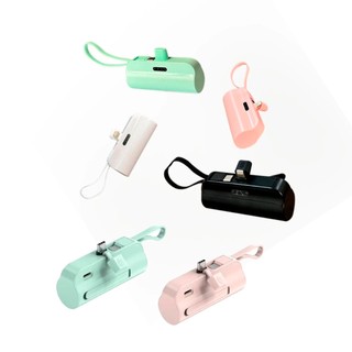 Carregador Mini Power Bank 5000mAh Bateria Auxiliar Sem Fio 2em1 Carregador Portátil para iPhone e Tipo-C