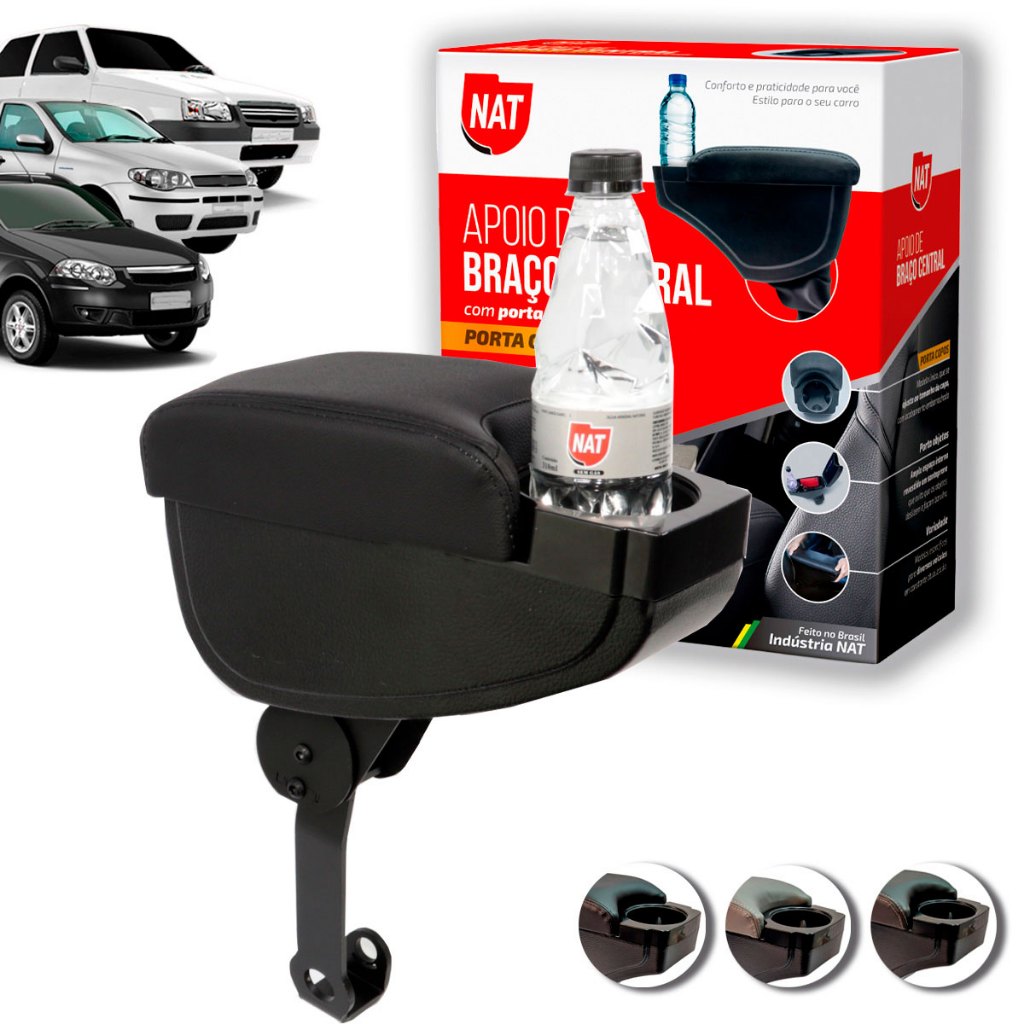 Apoio de Braço Palio Siena Strada 1996 Até 2012 E Uno 1984 Até 2012 Suporte Flexível C/ Porta Copo em Oferta na Shopee