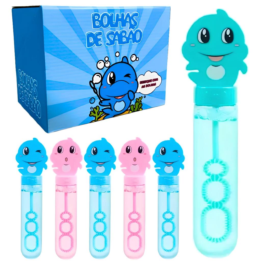 Kit 12/24/36/48 Brinquedo Infantil Bolinha Bolha De Sabão Tubarão Shark Lembrancinha De Festa