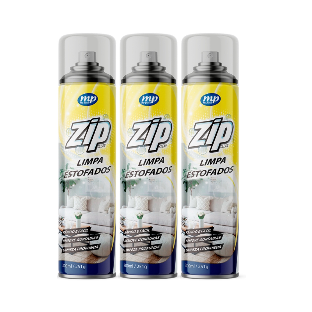 Limpa Estofados Spray Zip Clean 300ml/251g C/3 Unid em Oferta na Shopee