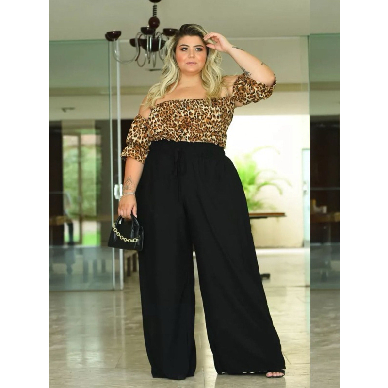 Calça Feminina Plus Size Pantalona Duna moda blogueira em Oferta na Shopee