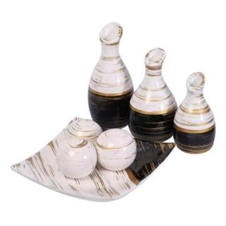KIT TRIO DE VASO + BANDEJA COM BOLAS DECORATIVA em Oferta na Shopee