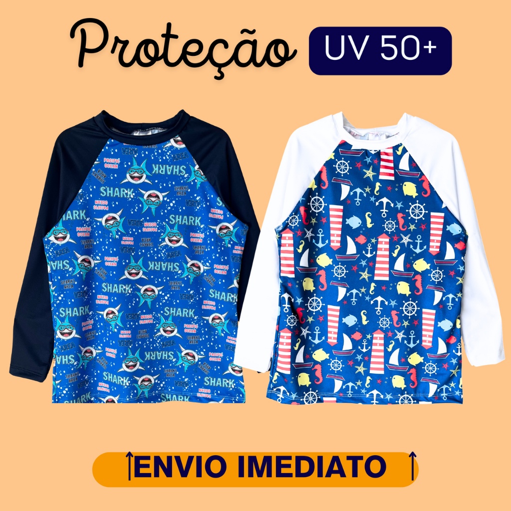Camiseta infantil com proteção UV - Solar - Meninos e Meninas